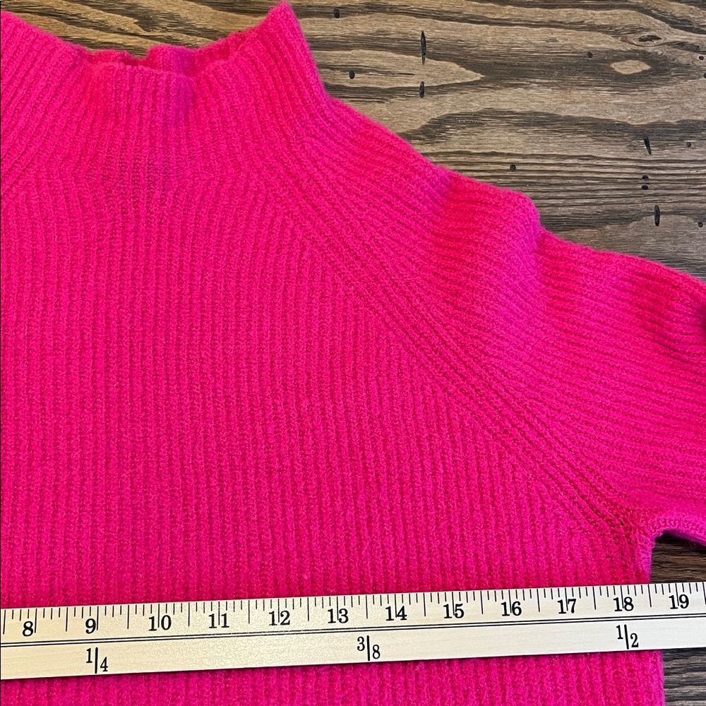 Halogen bright Pink ribbed mock neck fuzzy sweater size XS-M - Picture 8 of 13